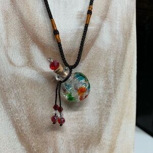 Multicolor Glass Pendant Necklace for Essentials Oils